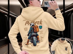 Stylish Solid Printed Cotton Hoodie