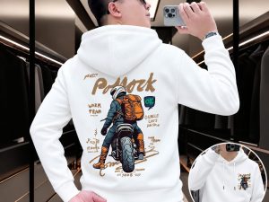 Stylish Solid Printed Cotton Hoodie