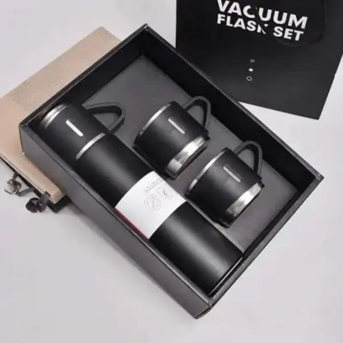 3 in 1 Vacuum Insulated Thermal Flask Set With Cup Set - Image 4