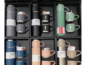 3 in 1 Vacuum Insulated Thermal Flask Set With Cup Set